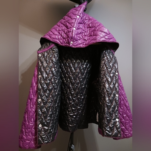 HACHE Italy Purple/ Black Quilted Jacket Size 44/ M - Picture 10 of 16
